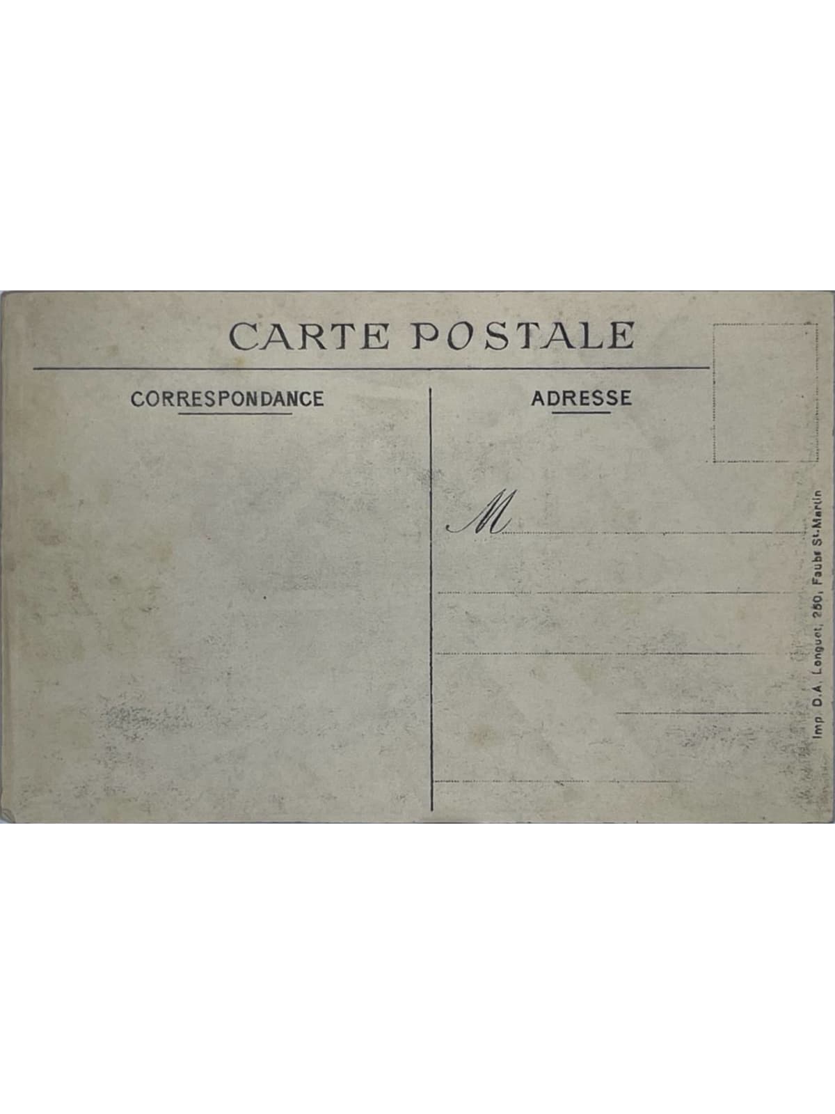 Verso de la carte postale
