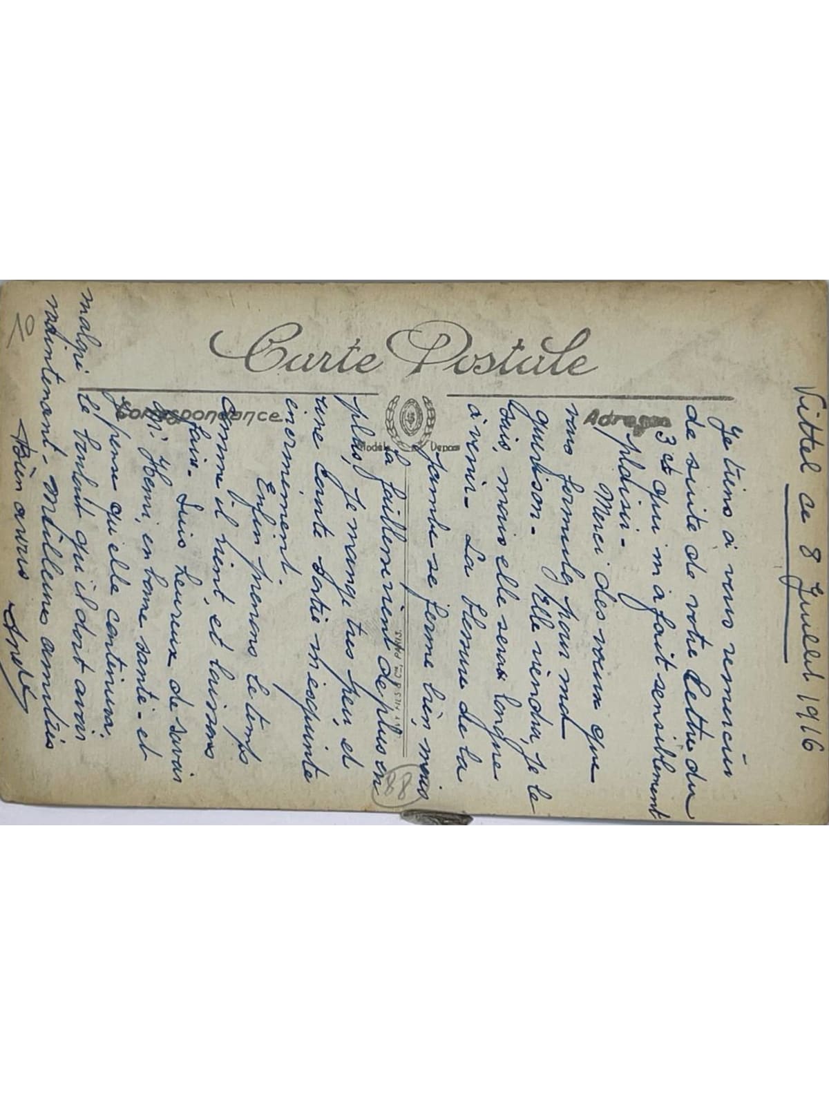 Verso de la carte postale