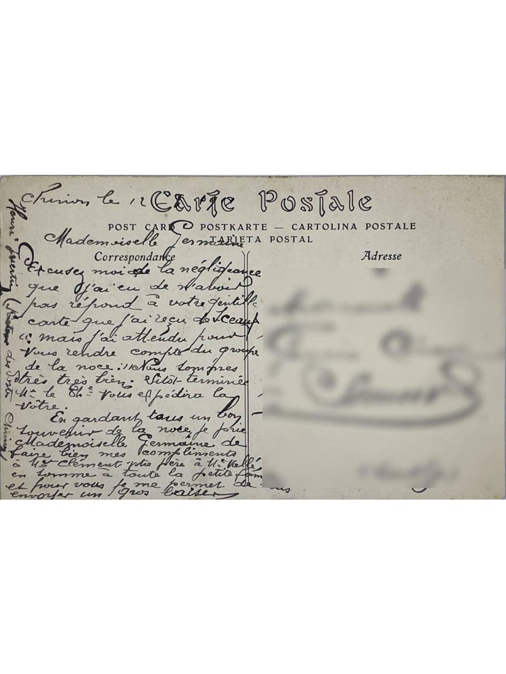 Verso de la carte postale