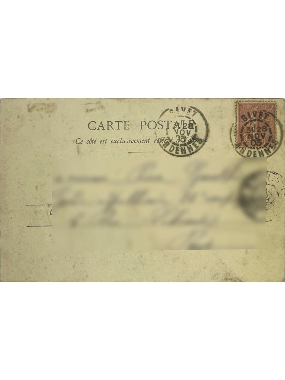 Verso de la carte postale