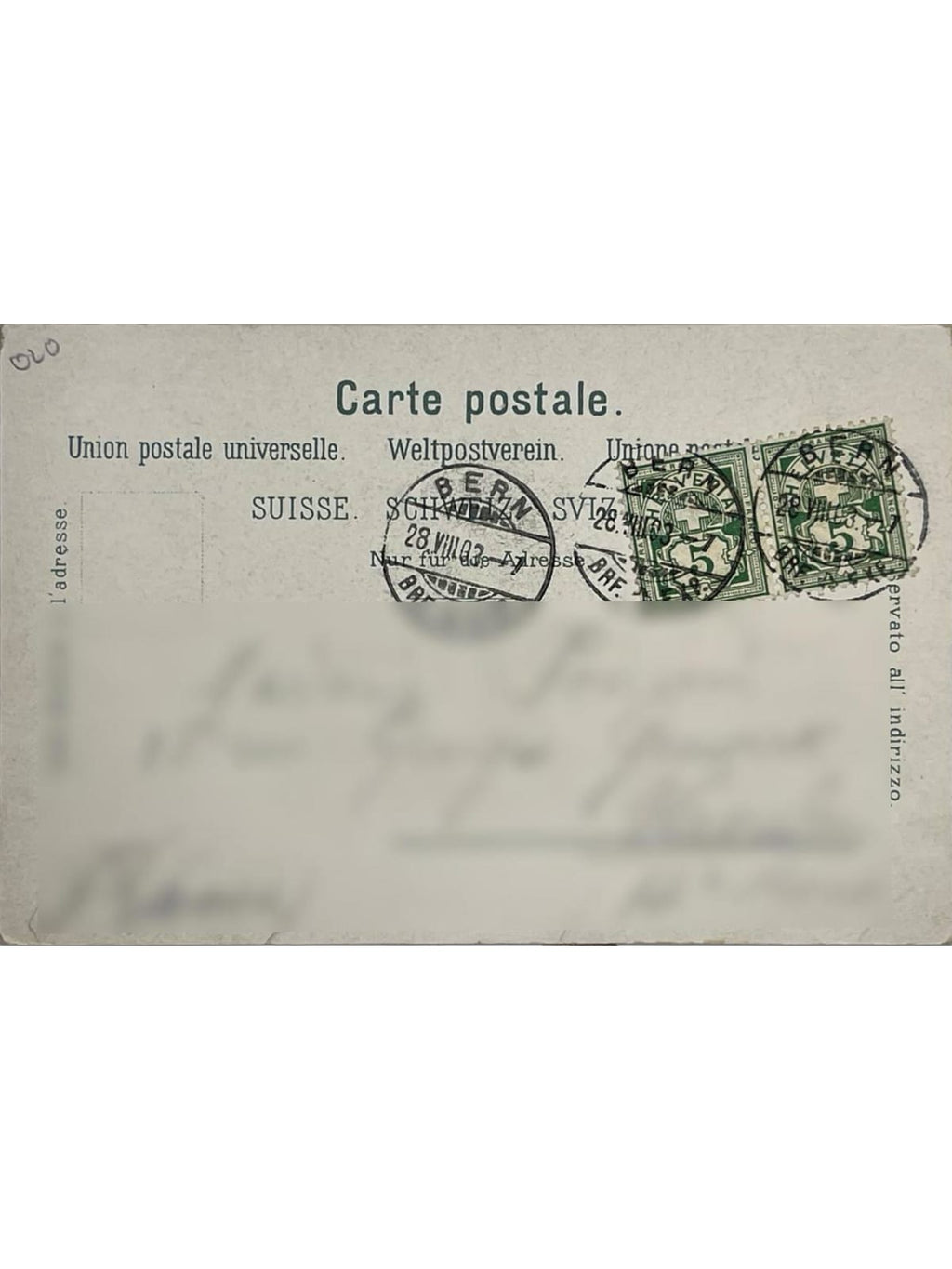 Verso de la carte postale