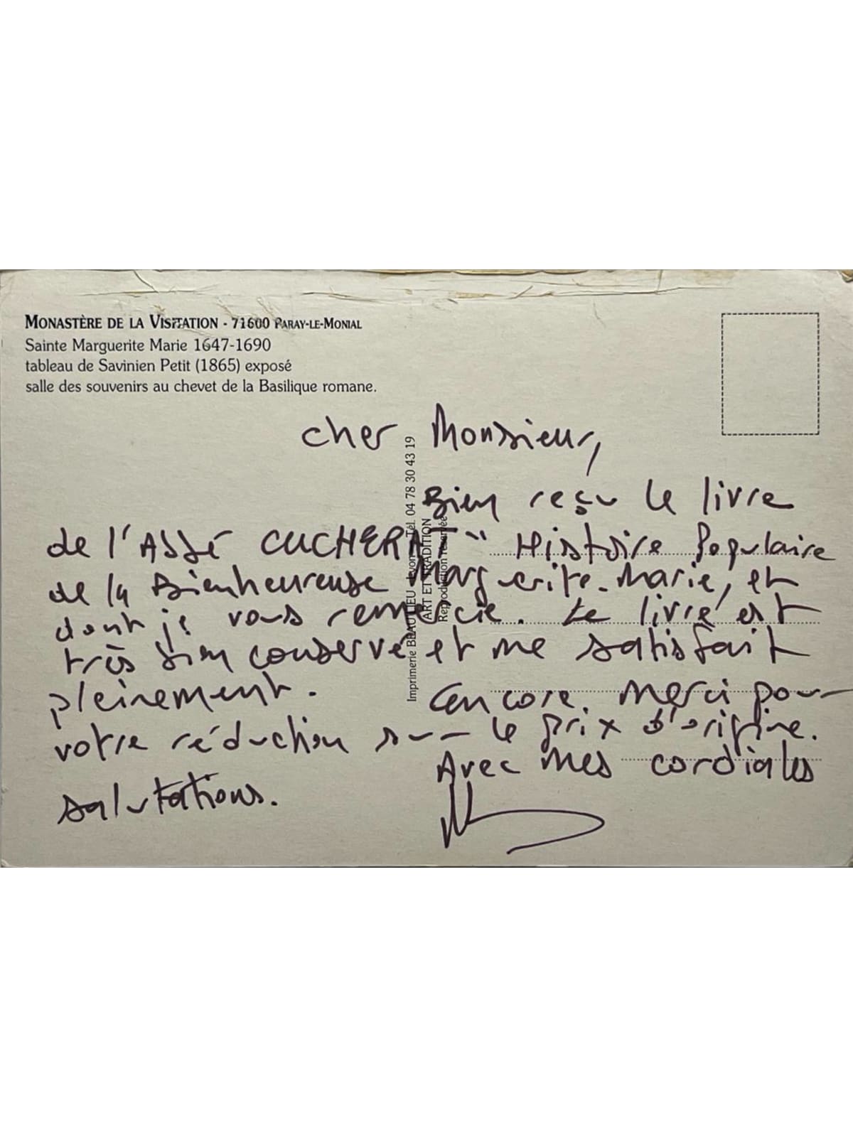 Verso de la carte postale