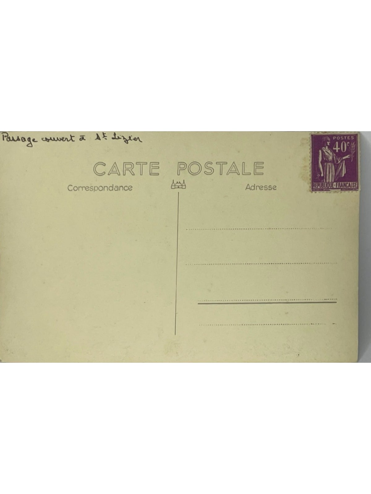 Verso de la carte postale