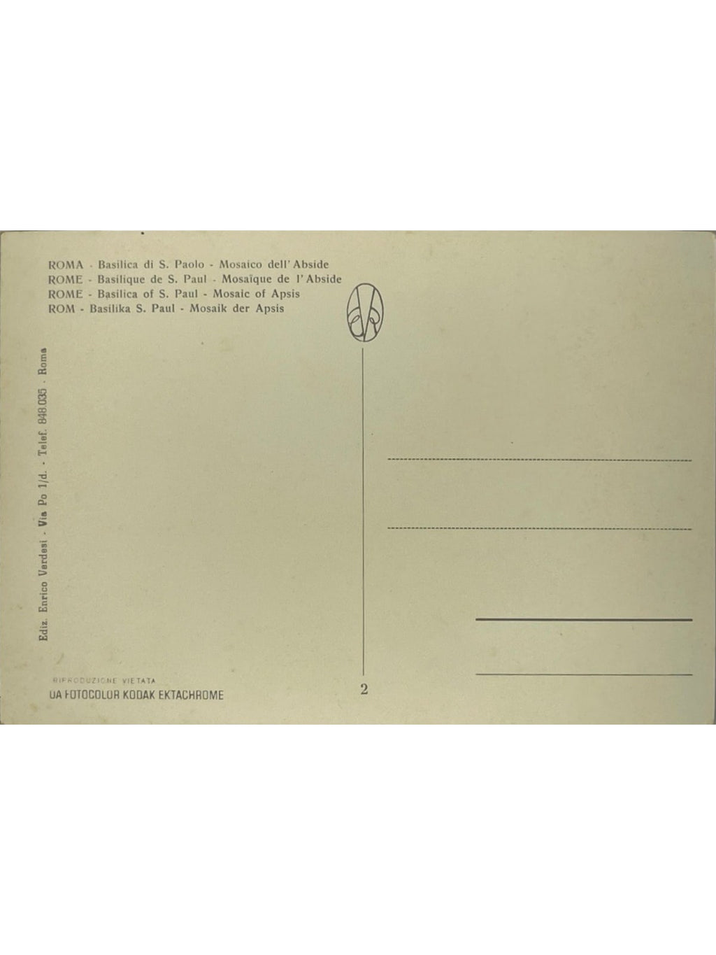 Verso de la carte postale