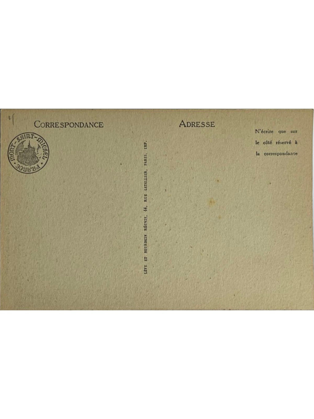 Verso de la carte postale