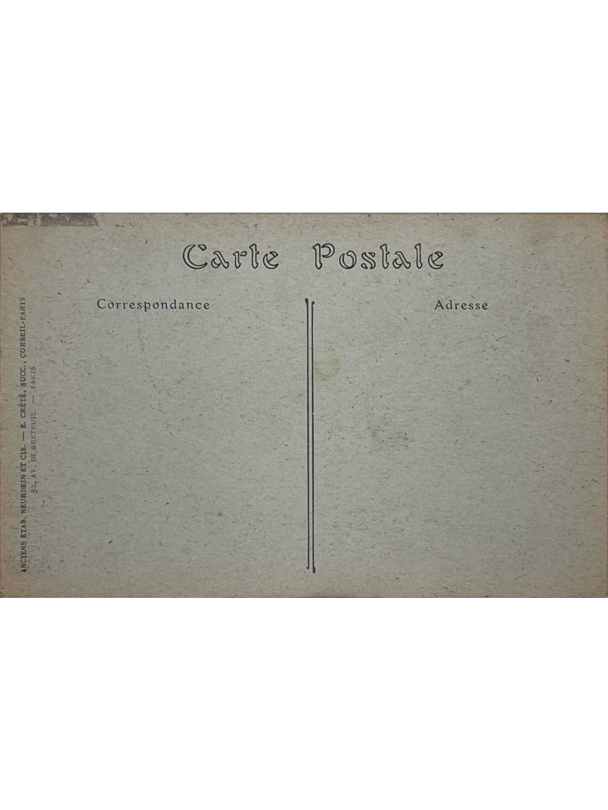 Verso de la carte postale