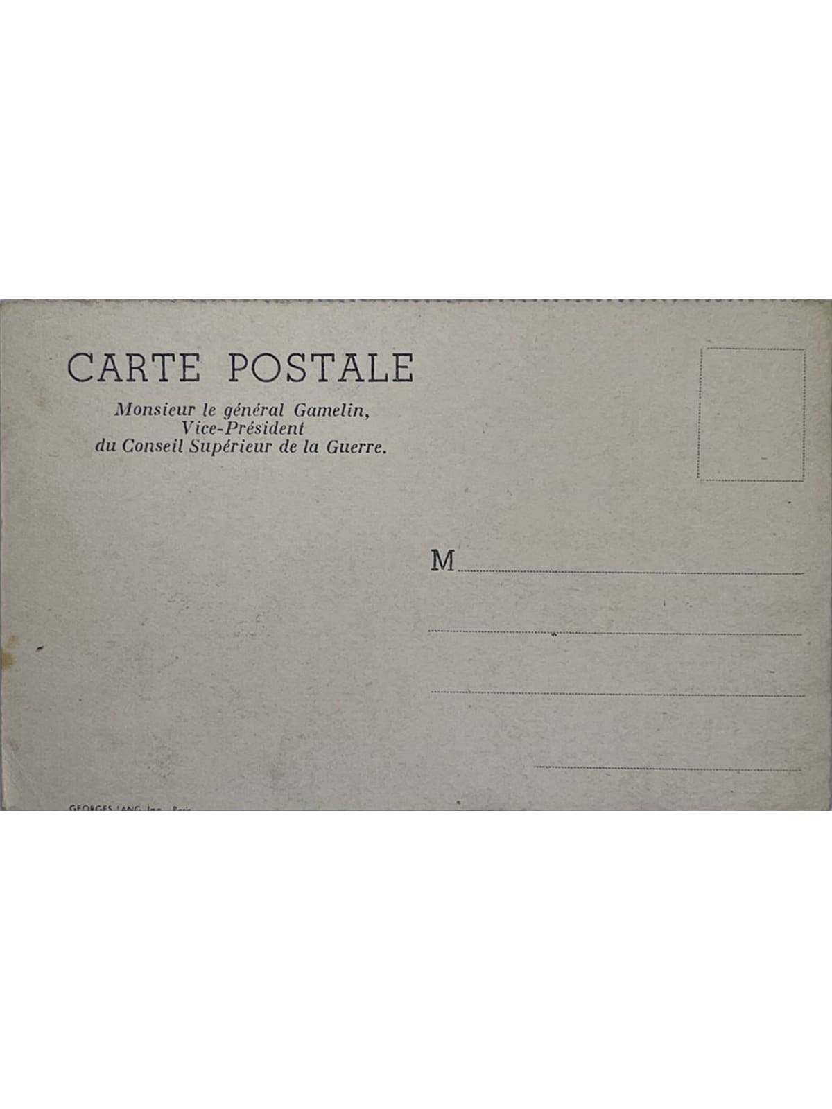 Verso de la carte postale