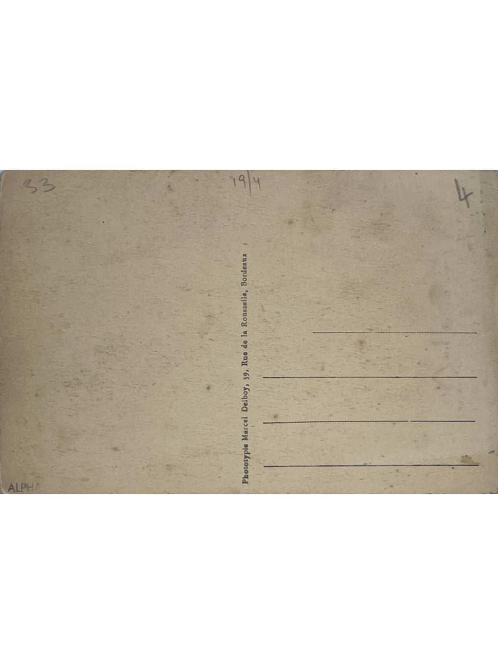 Verso de la carte postale