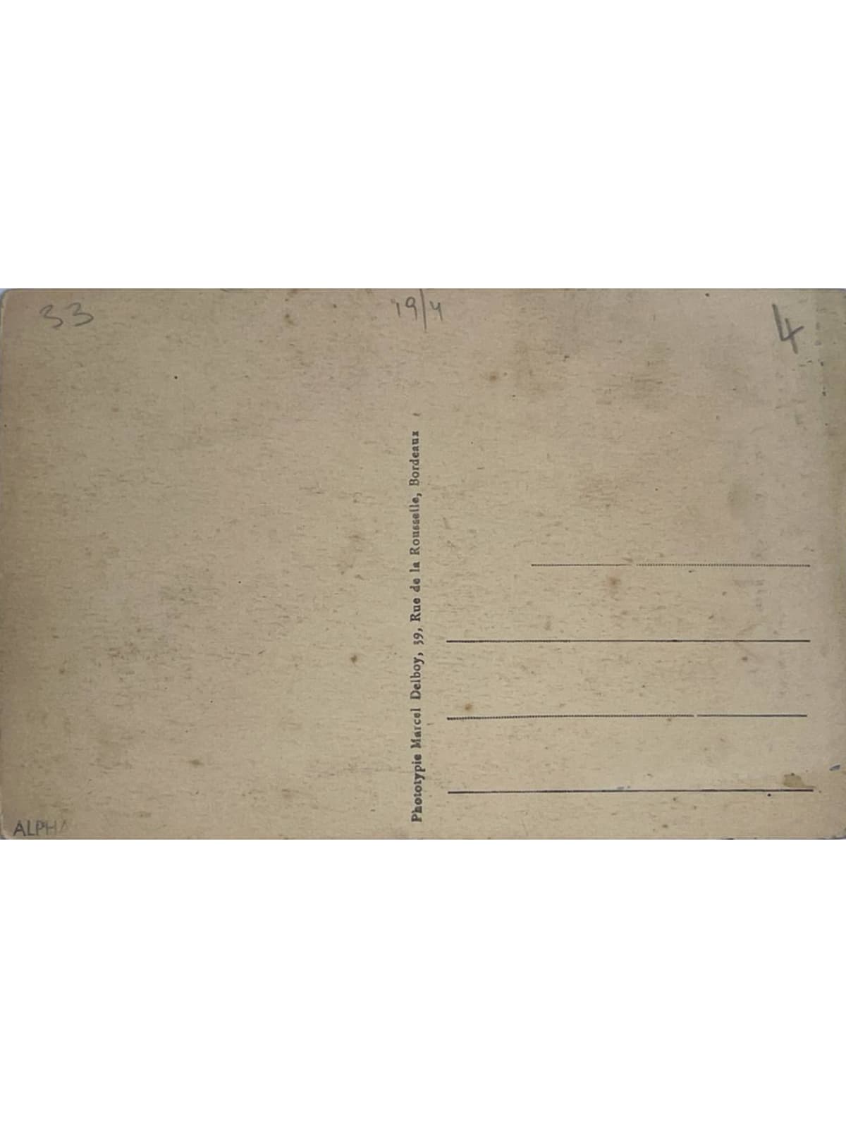 Verso de la carte postale