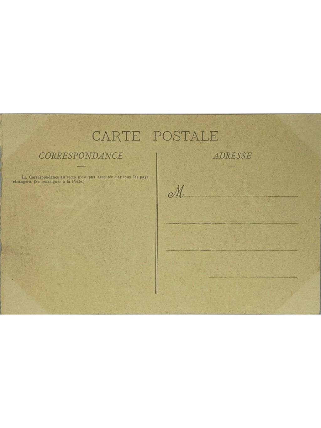 Verso de la carte postale