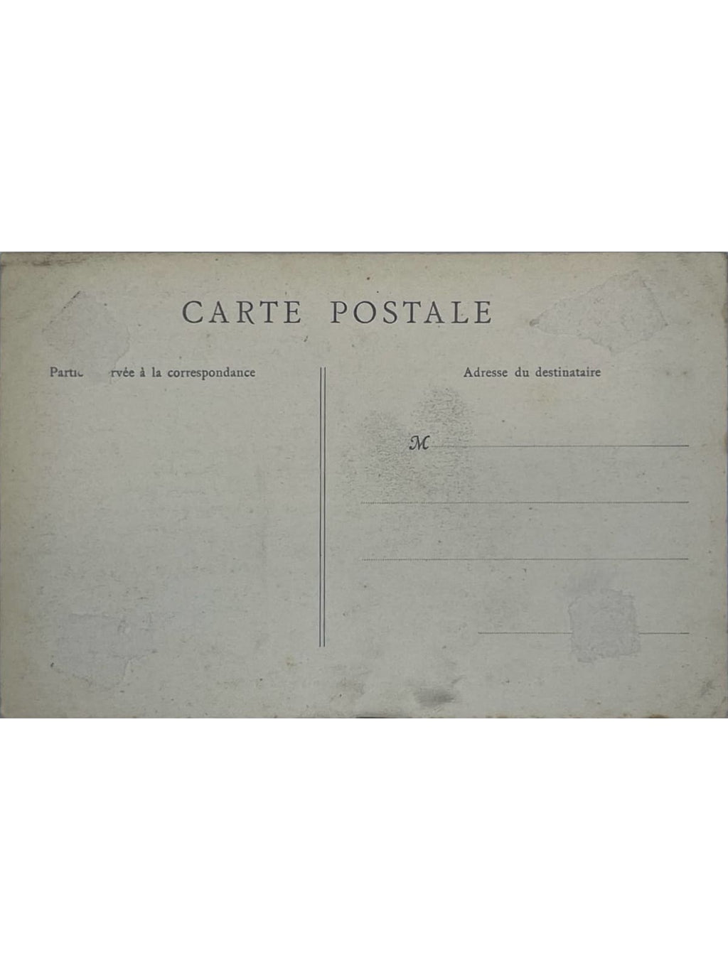 Verso de la carte postale