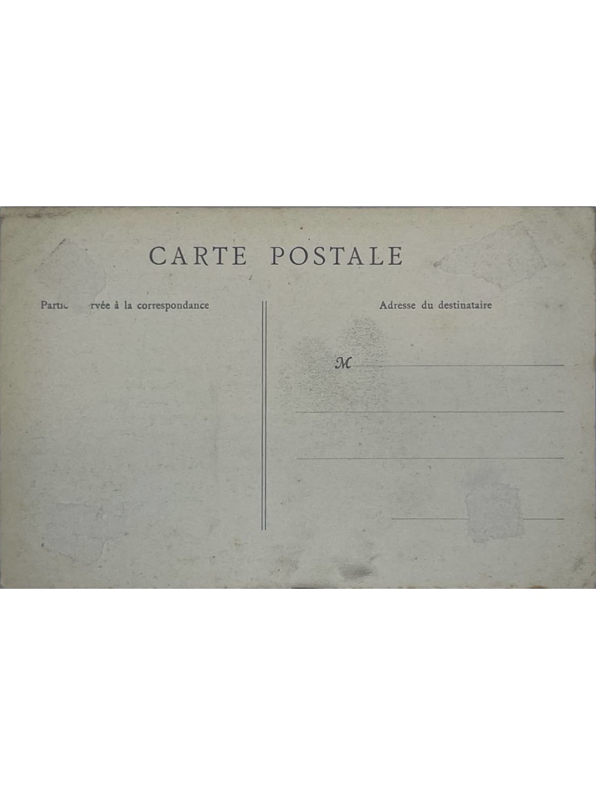 Verso de la carte postale