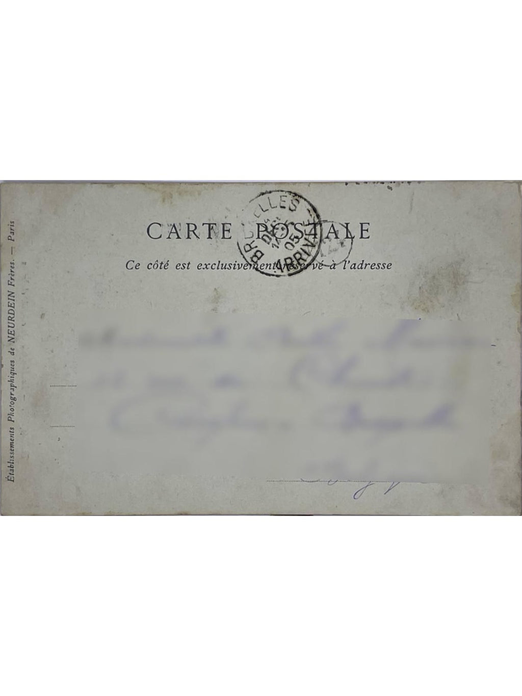 Verso de la carte postale