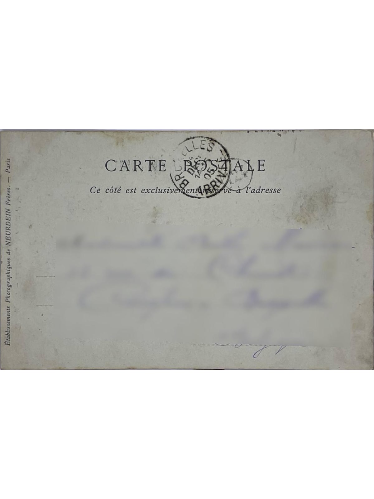 Verso de la carte postale