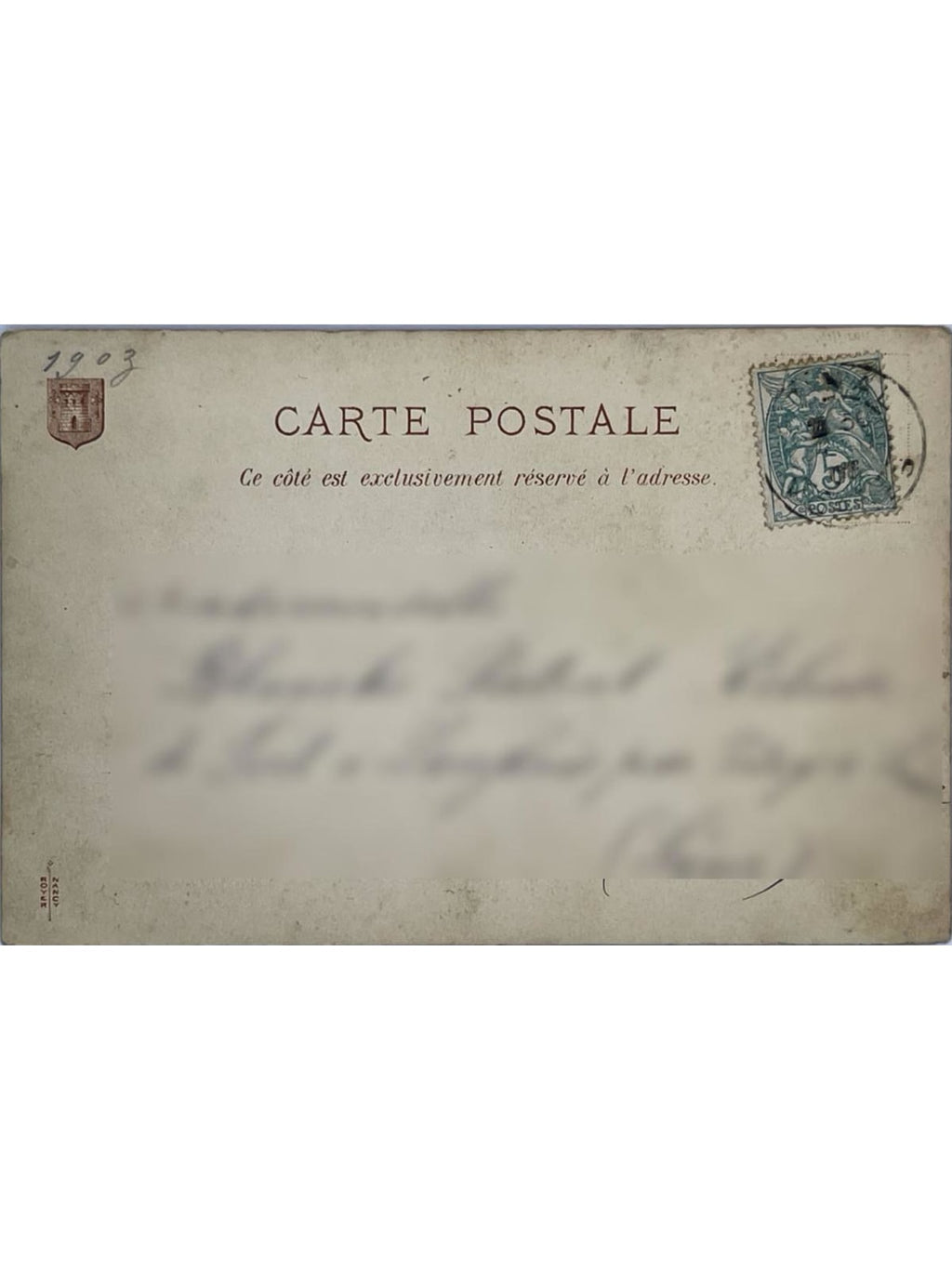 Verso de la carte postale