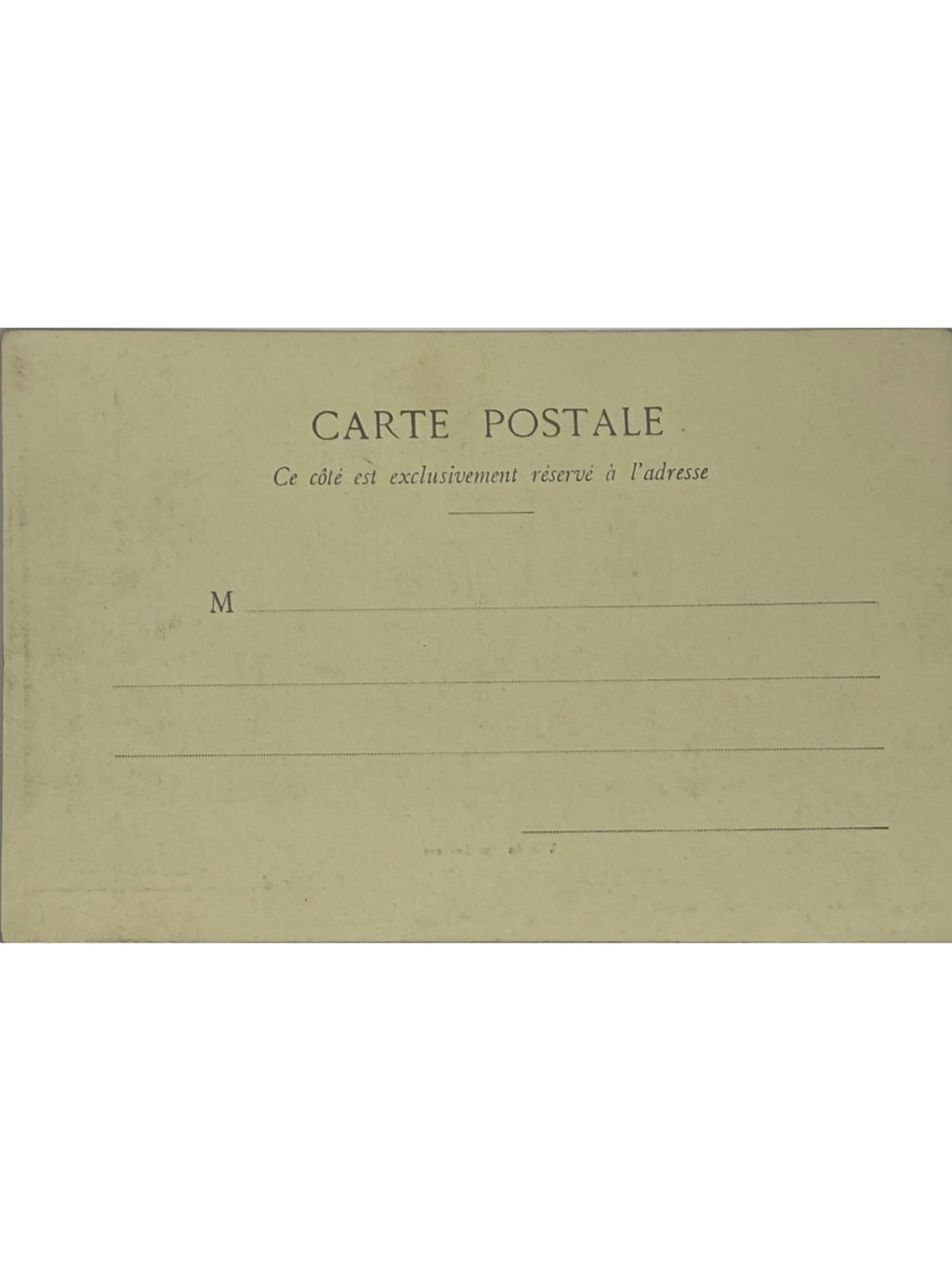 Verso de la carte postale