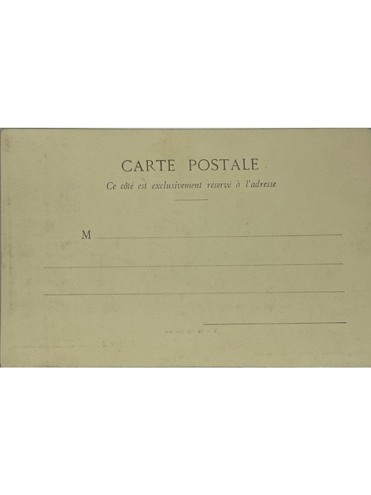 Verso de la carte postale