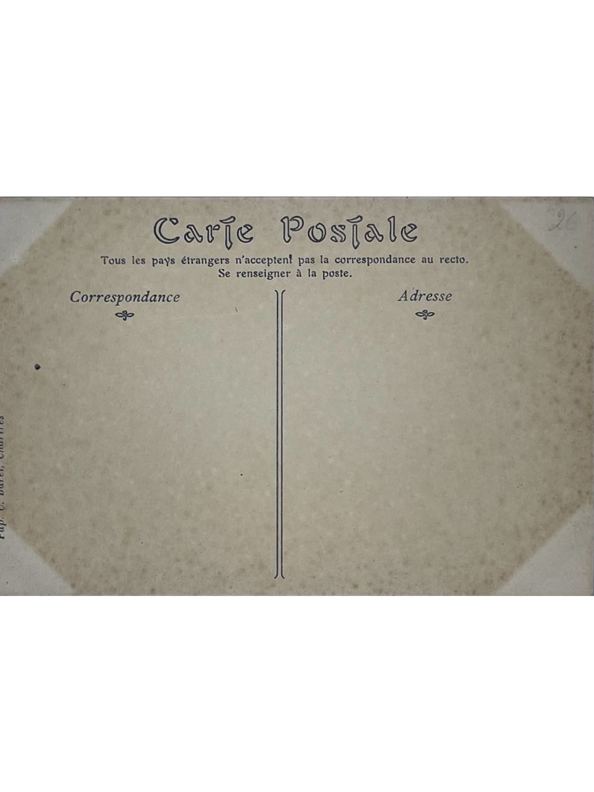 Verso de la carte postale