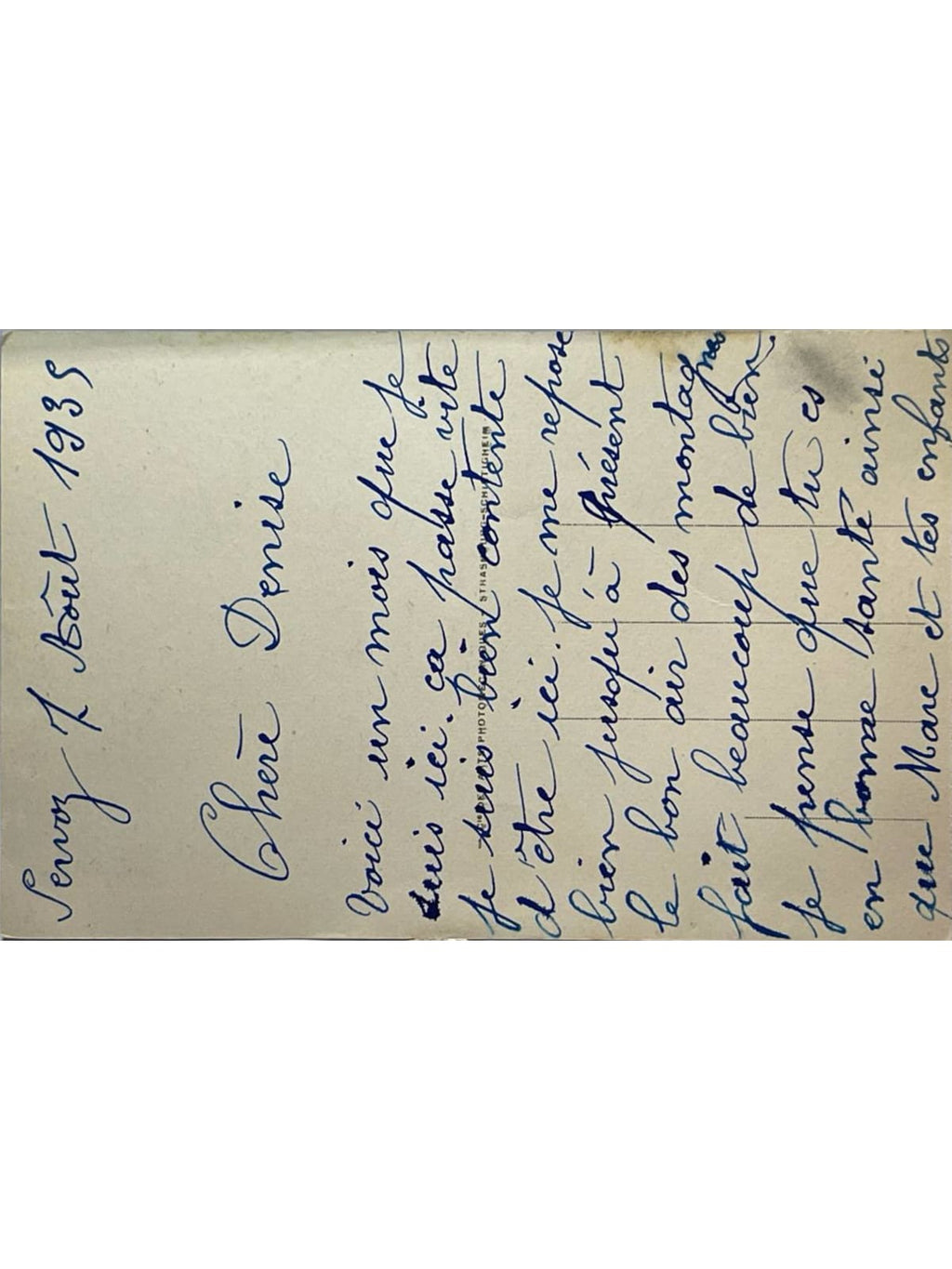 Verso de la carte postale