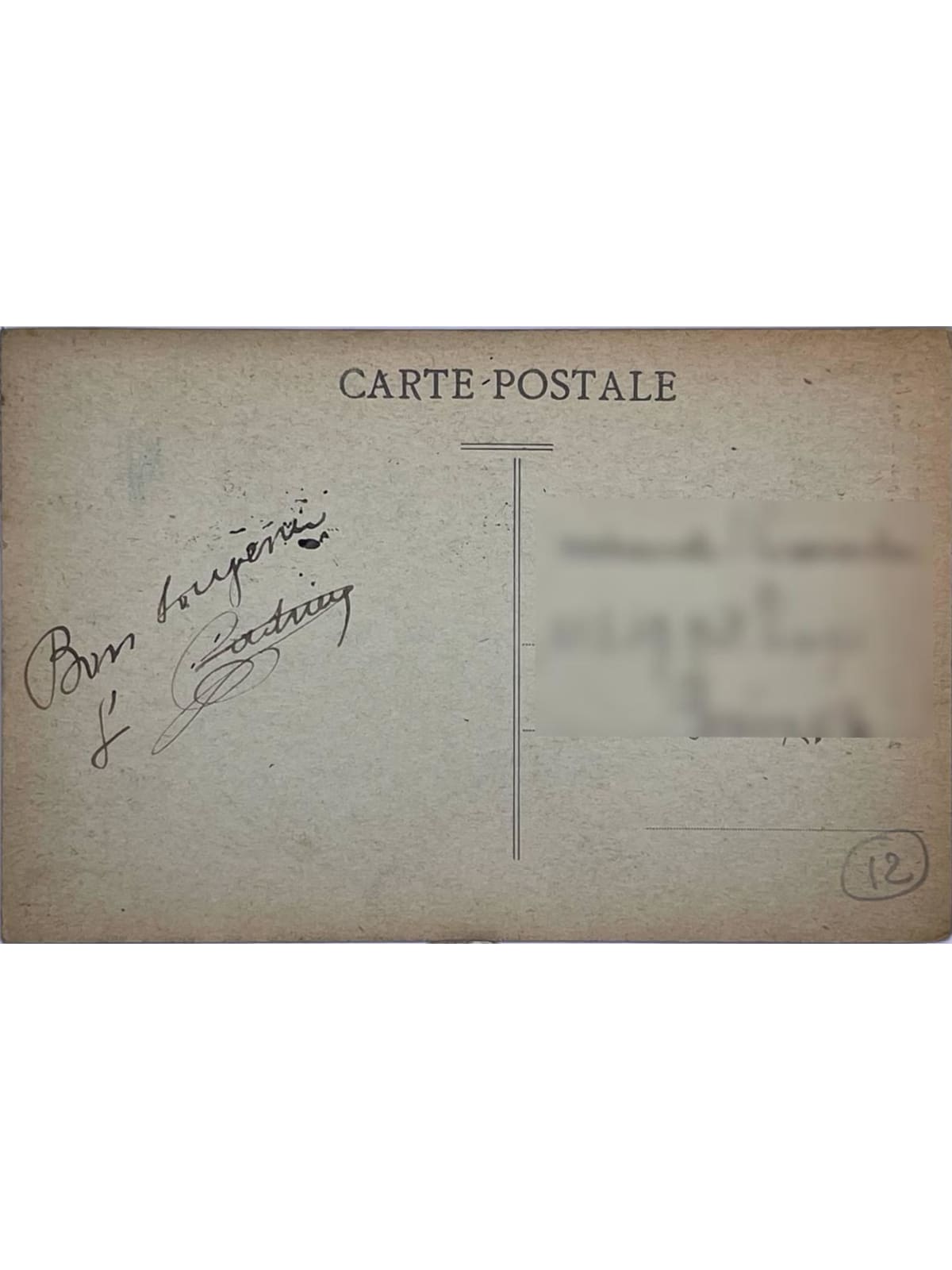Verso de la carte postale