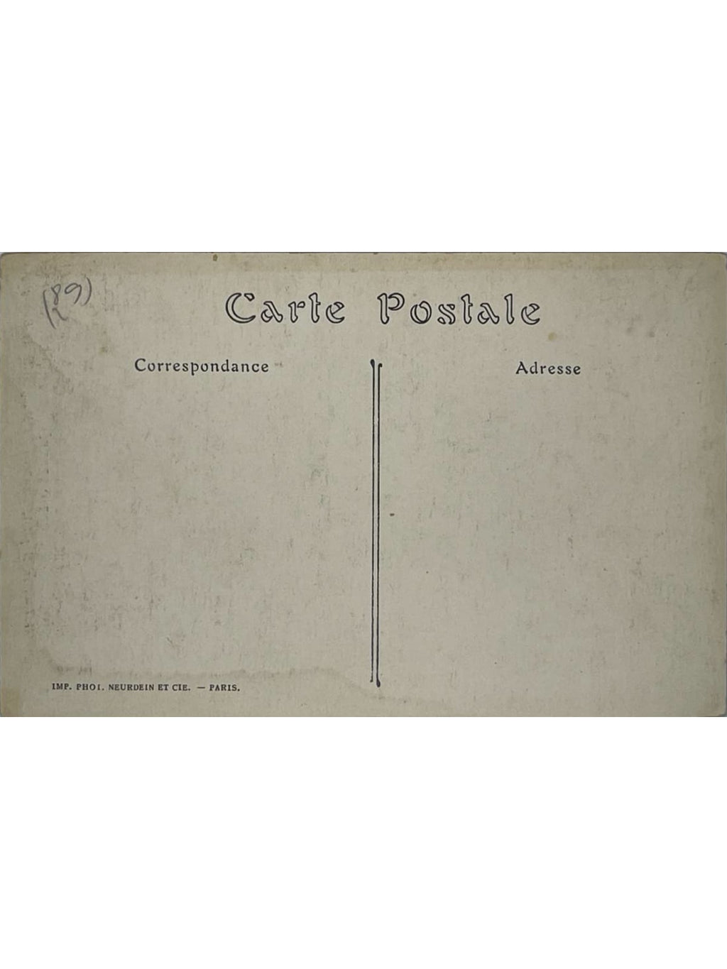 Verso de la carte postale