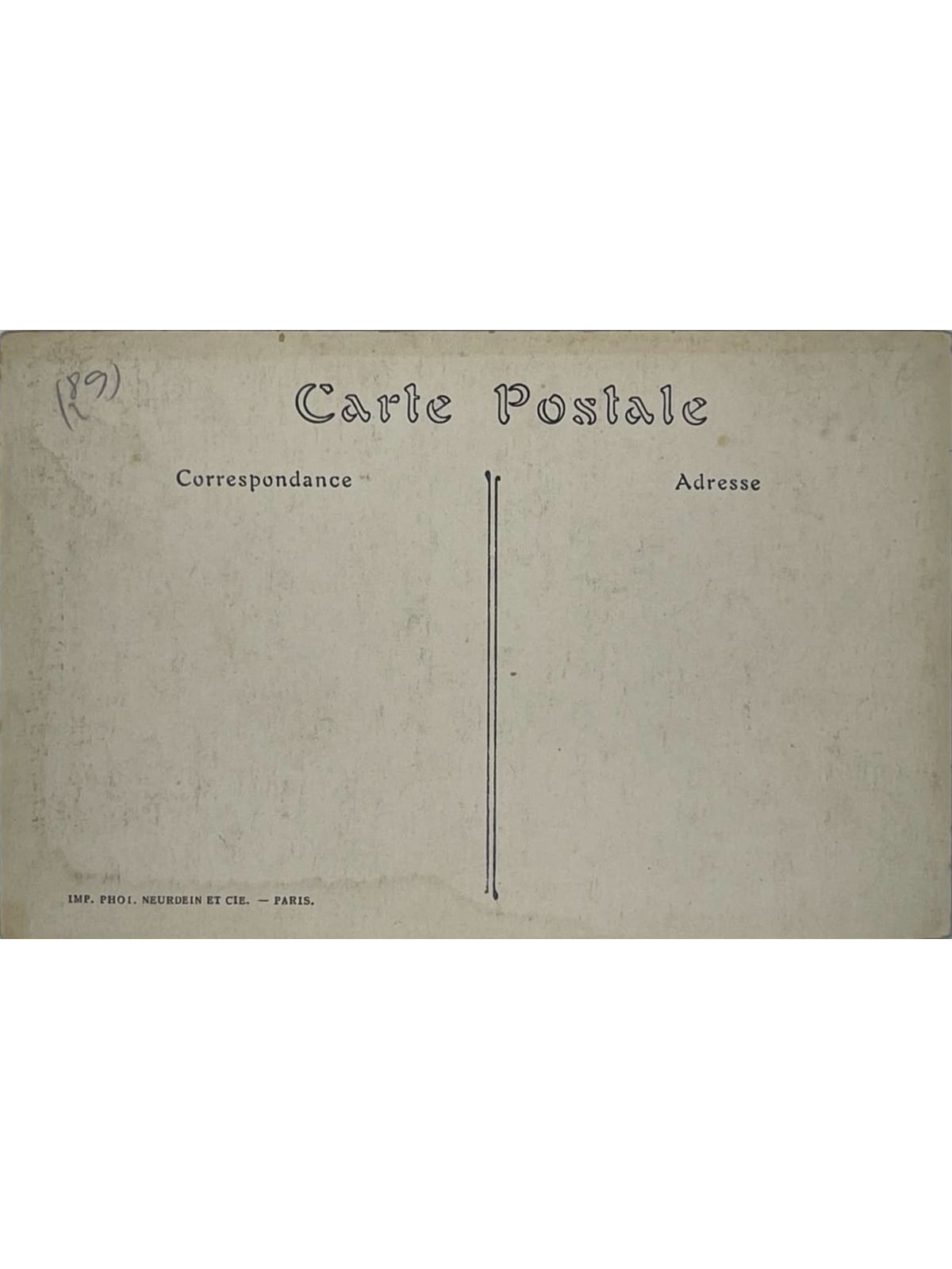 Verso de la carte postale