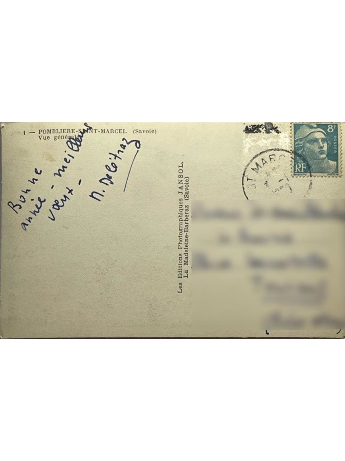 Verso de la carte postale