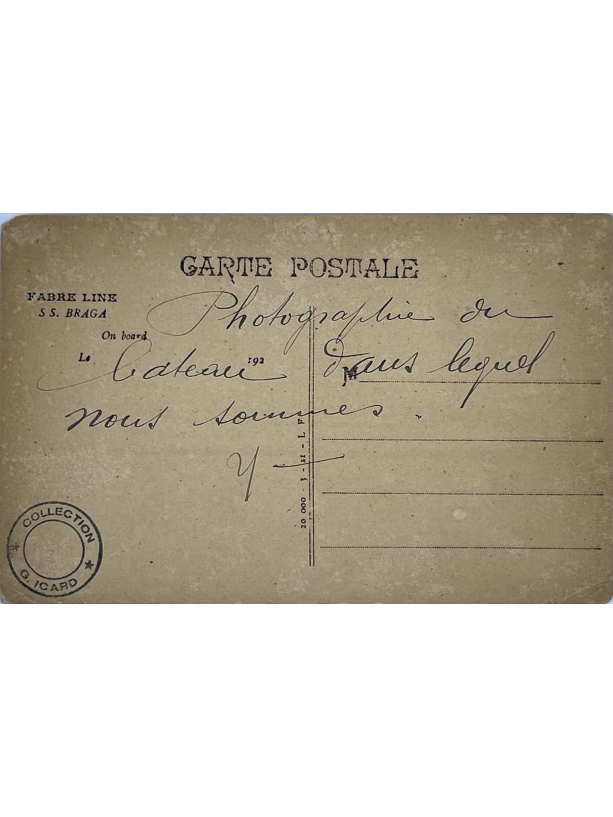 Verso de la carte postale