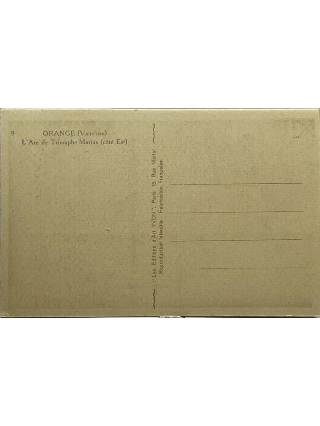 Verso de la carte postale