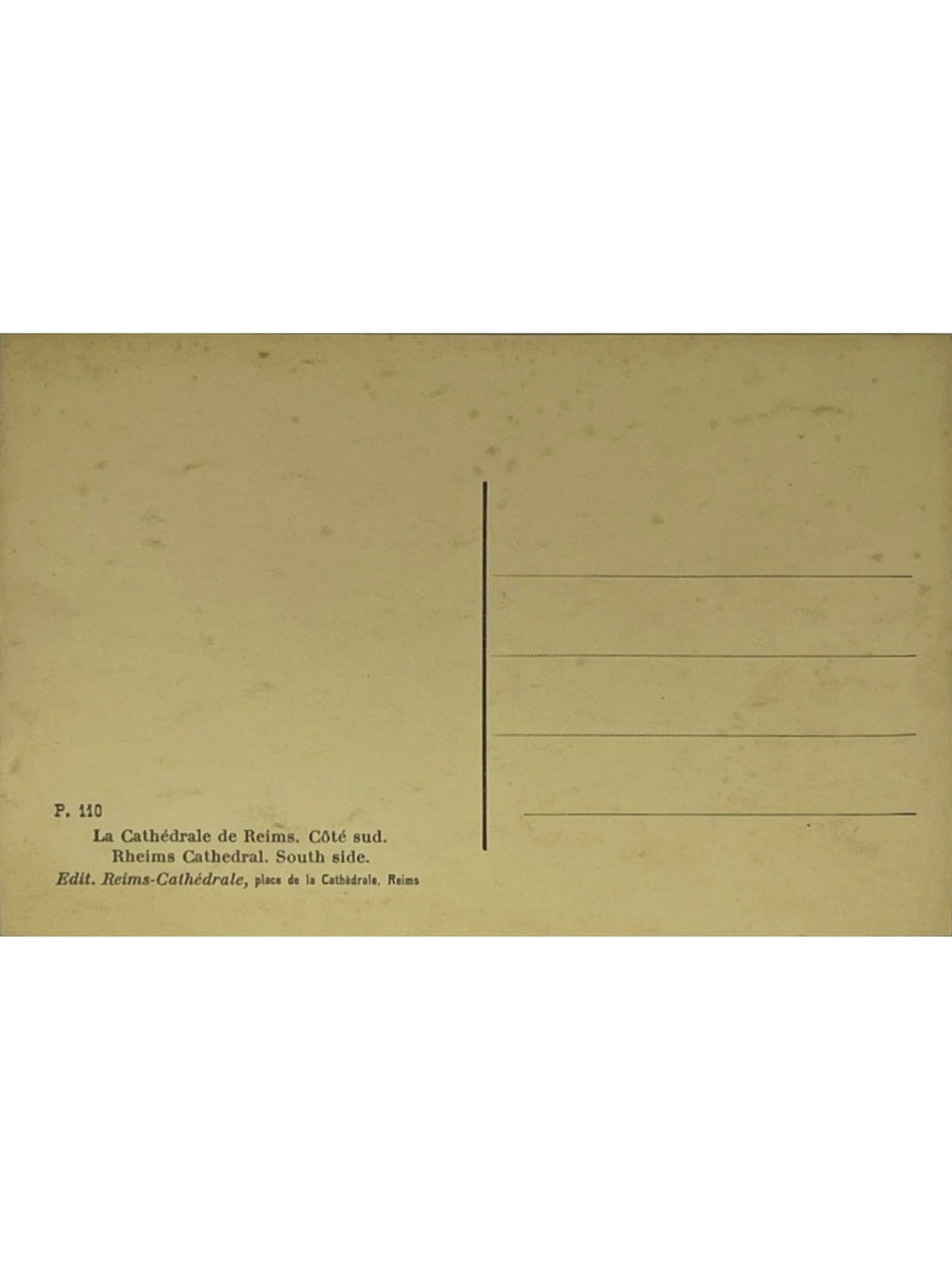 Verso de la carte postale