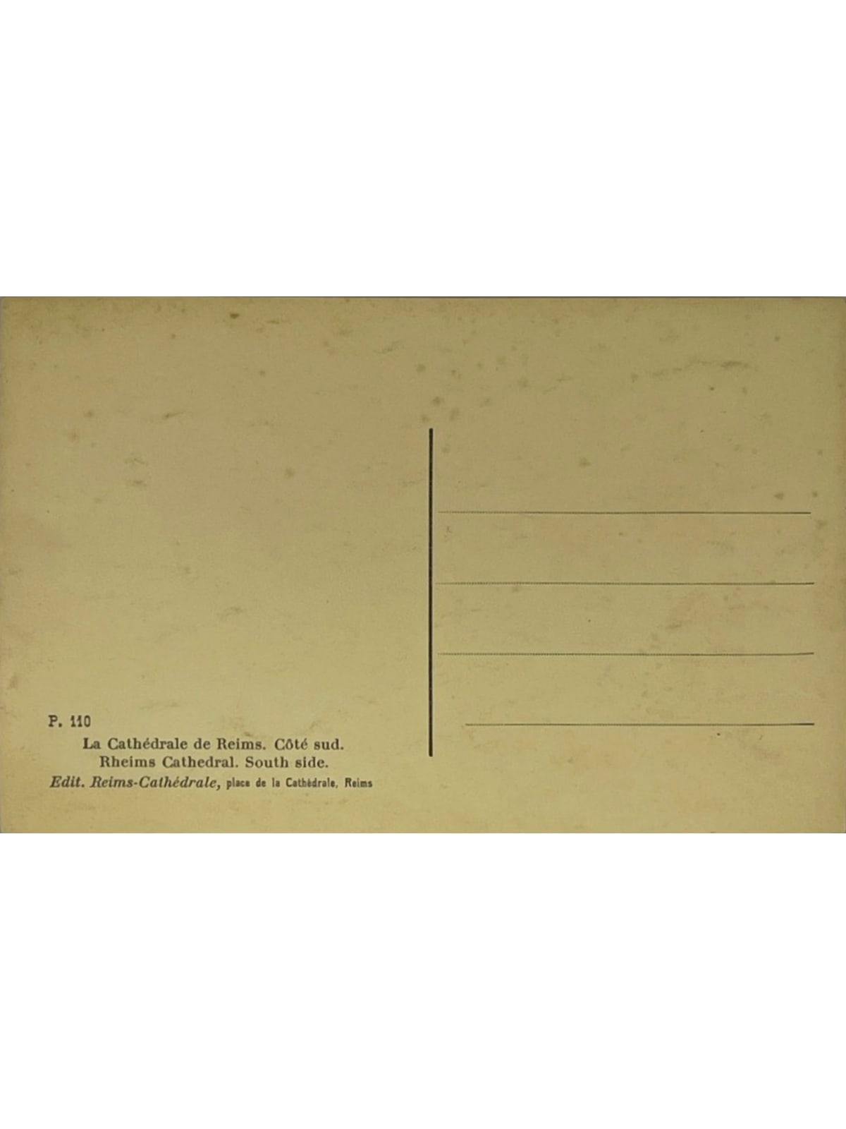 Verso de la carte postale
