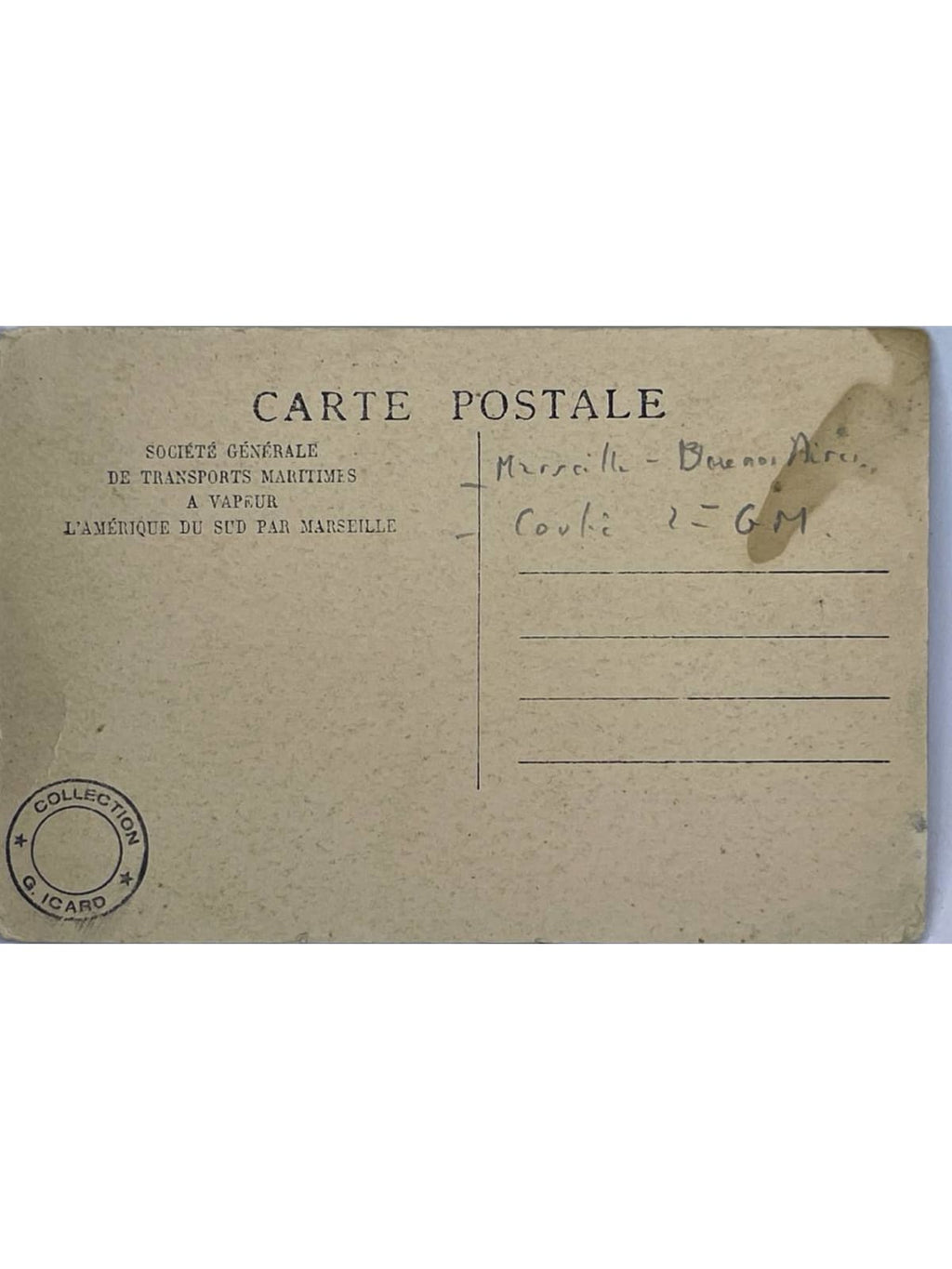 Verso de la carte postale