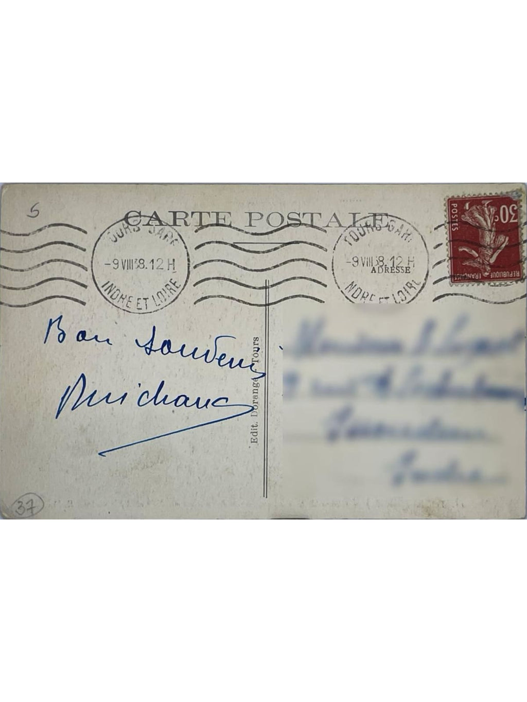 Verso de la carte postale