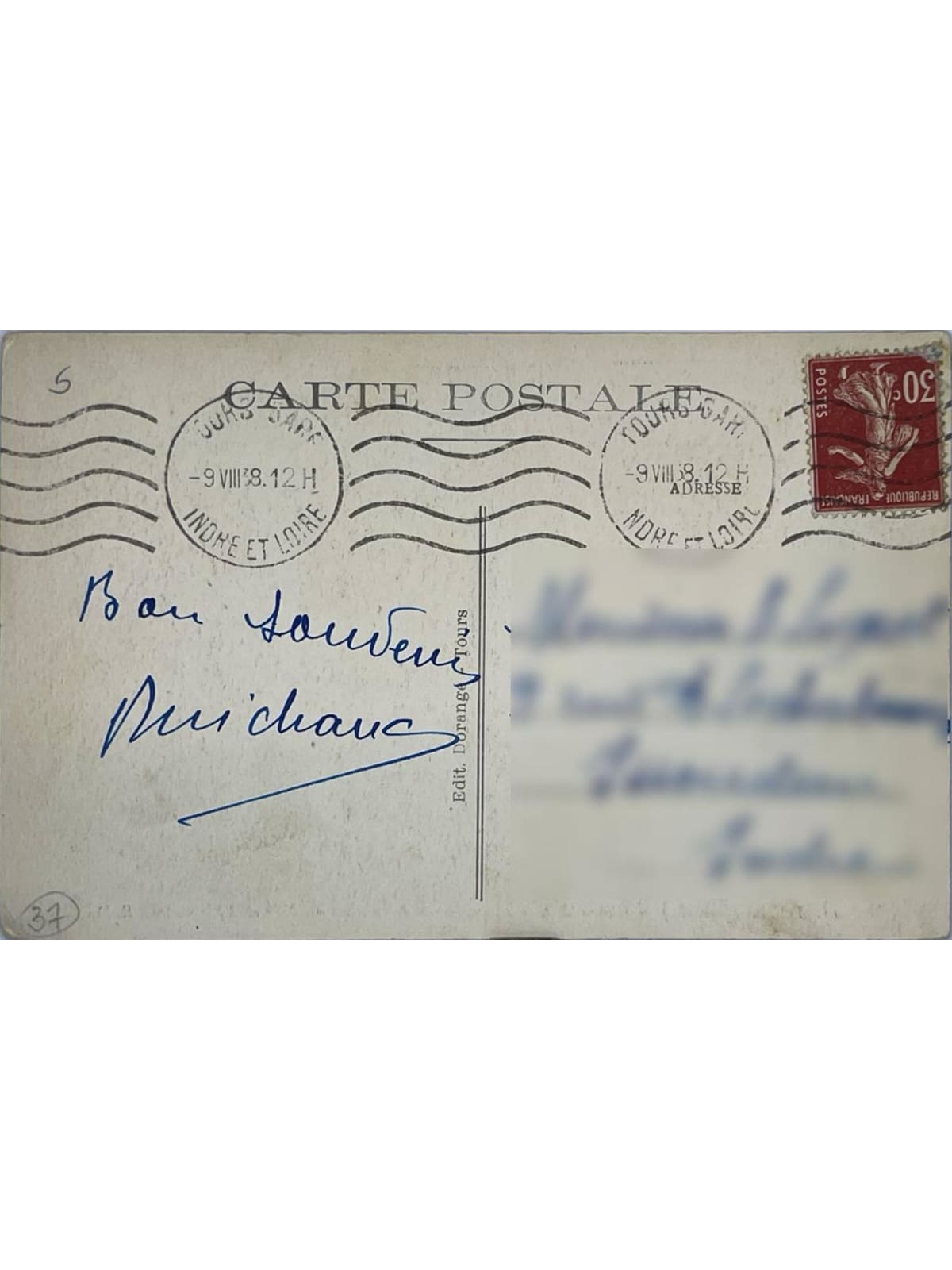 Verso de la carte postale