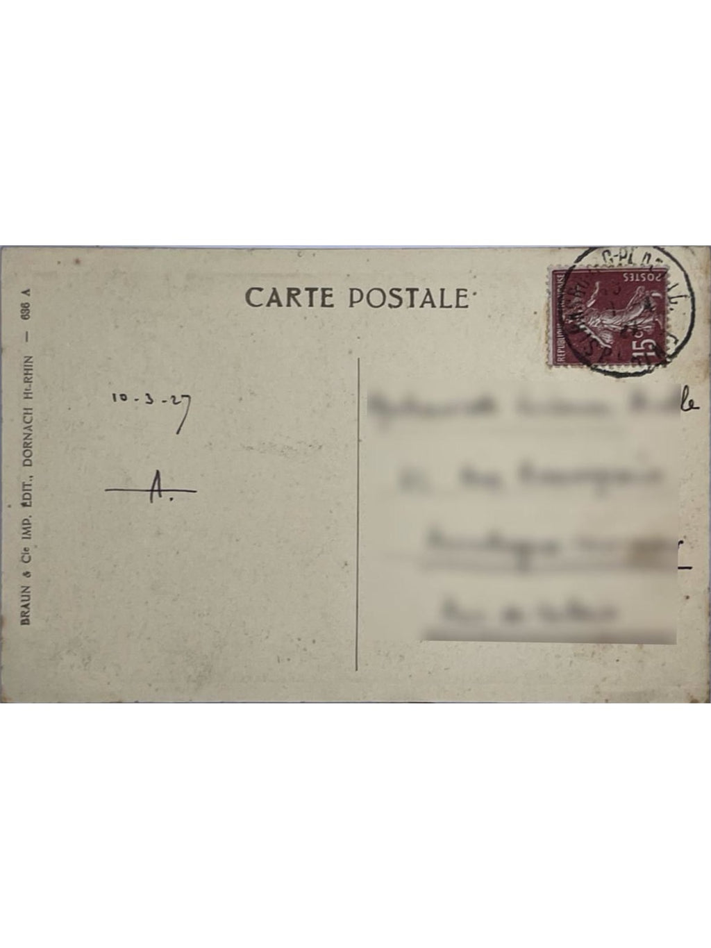 Verso de la carte postale