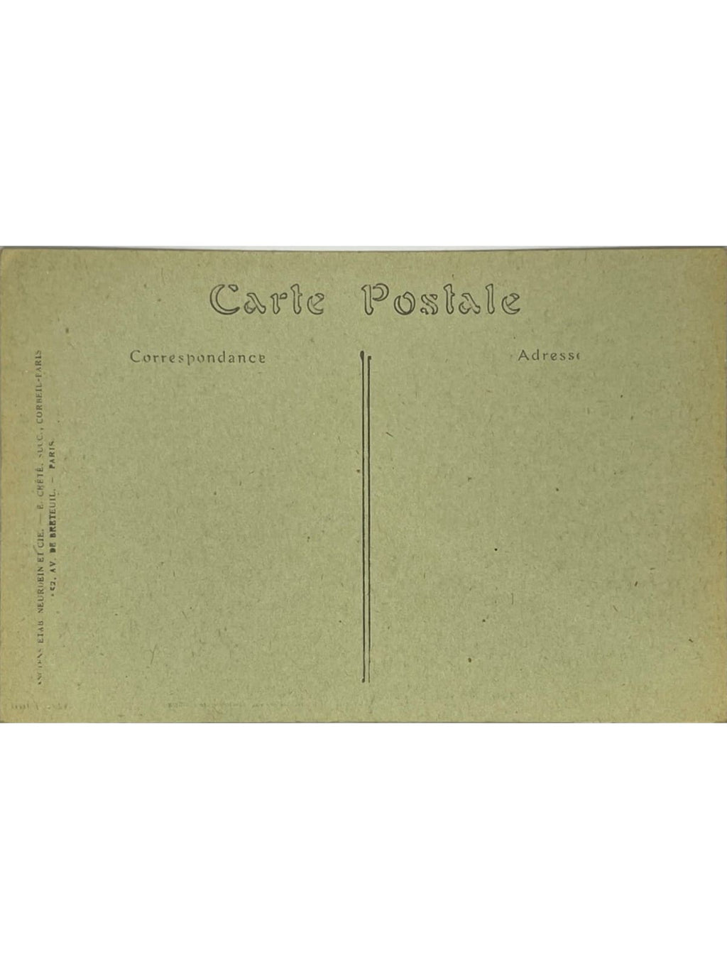 Verso de la carte postale