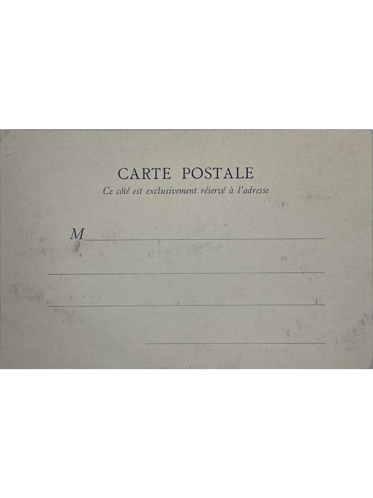 Verso de la carte postale