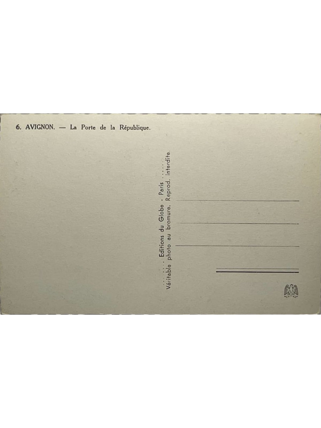 Verso de la carte postale