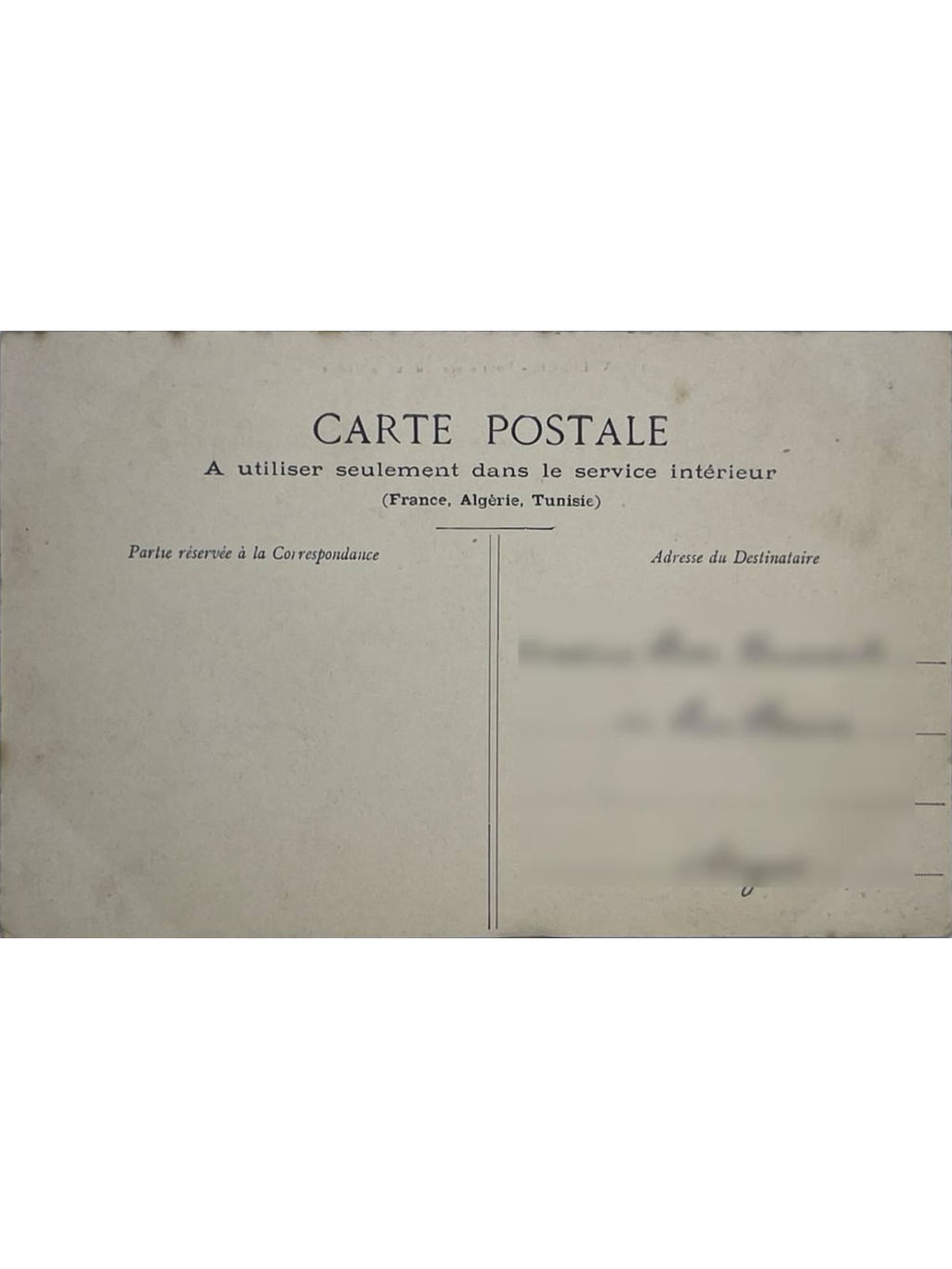 Verso de la carte postale