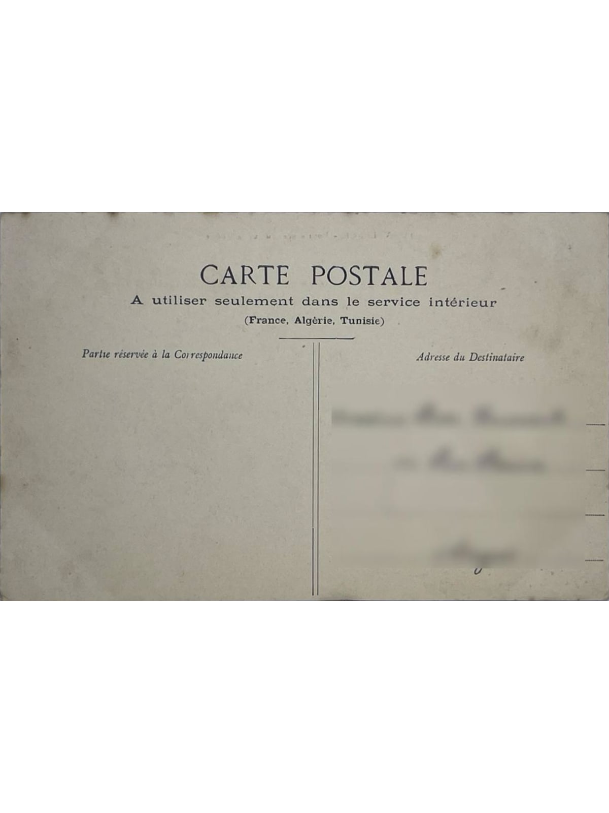 Verso de la carte postale