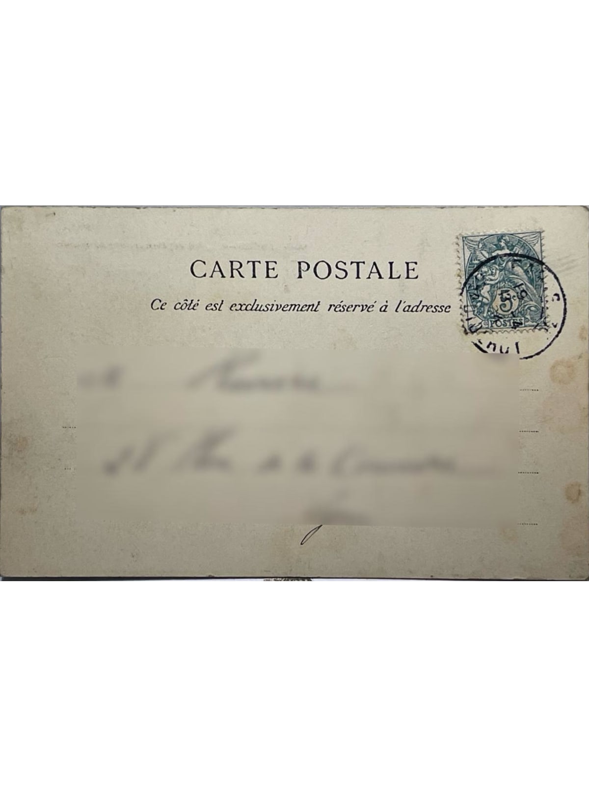 Verso de la carte postale