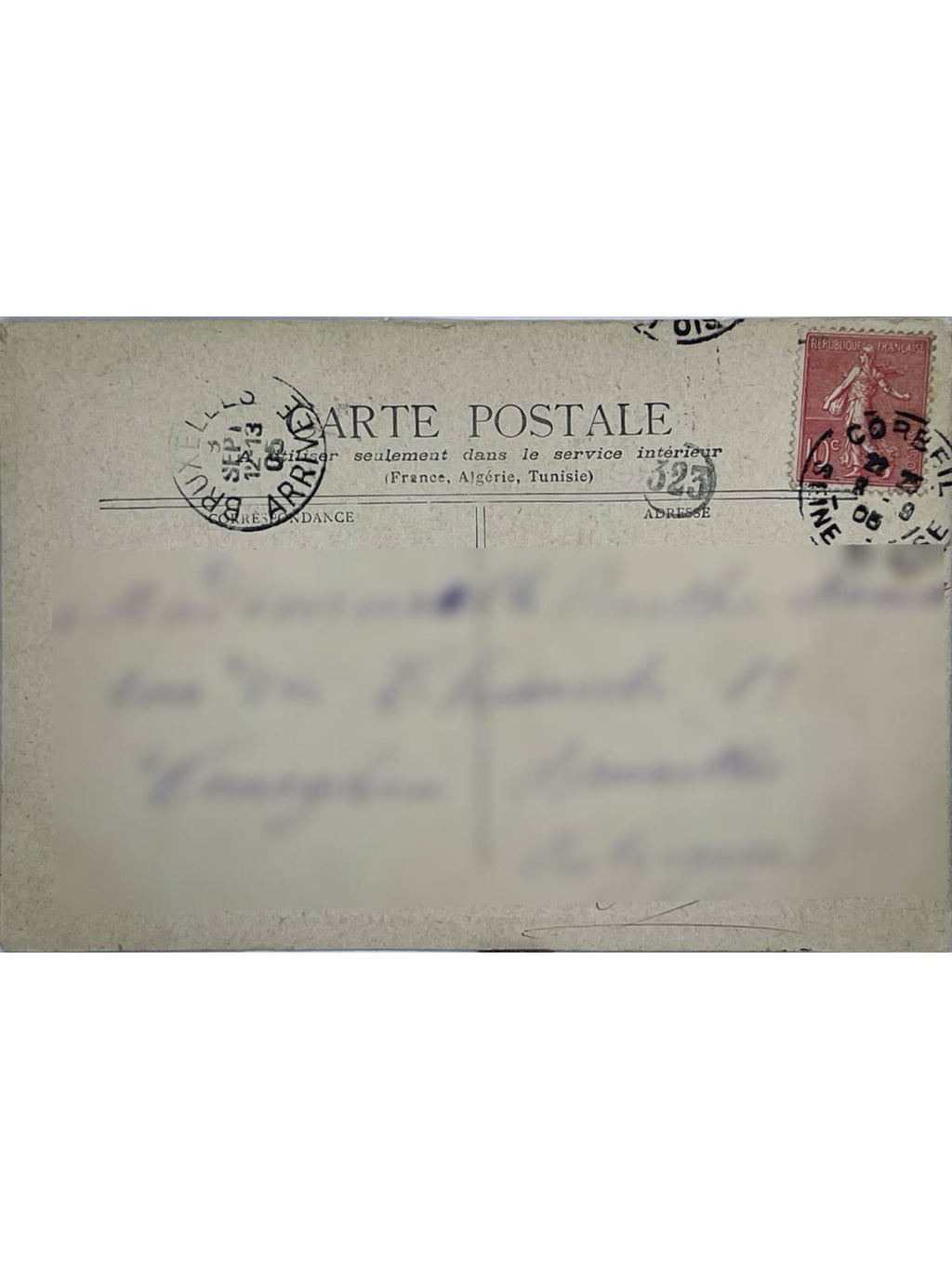 Verso de la carte postale
