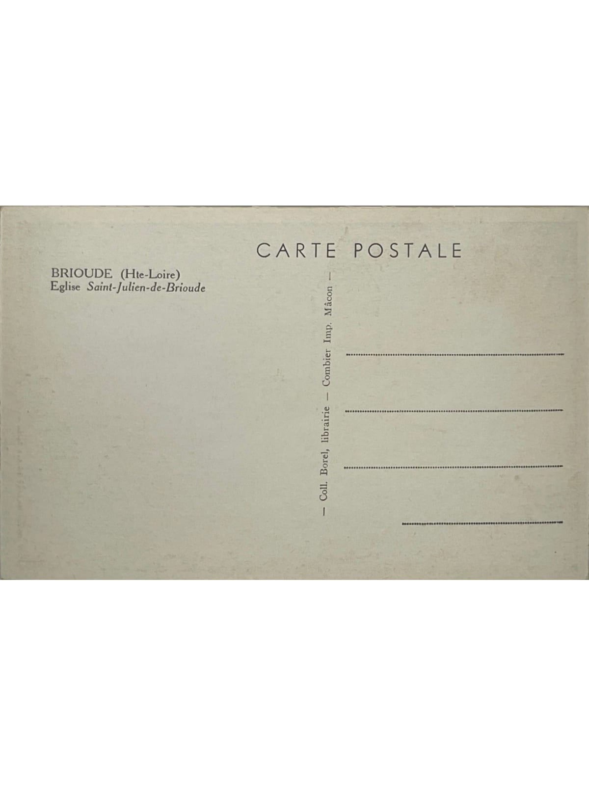 Verso de la carte postale