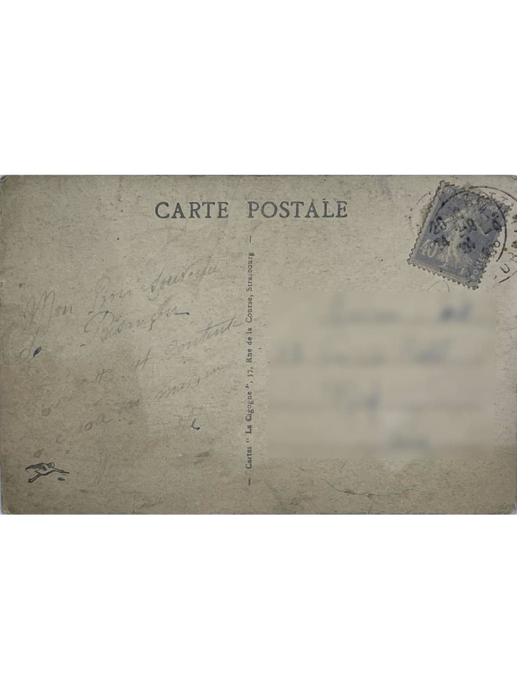 Verso de la carte postale