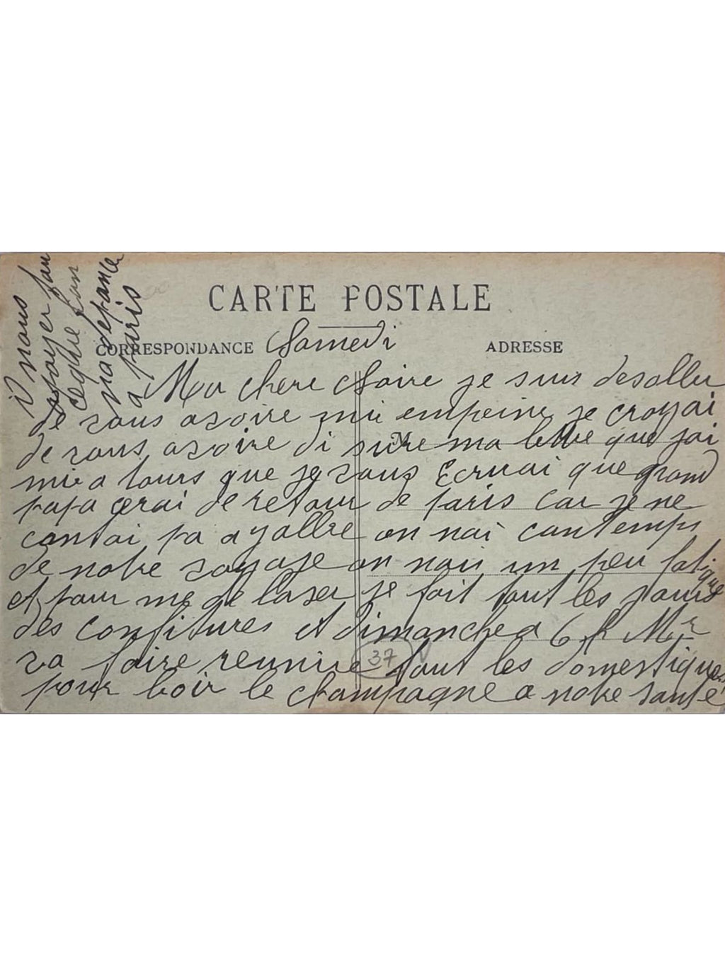 Verso de la carte postale