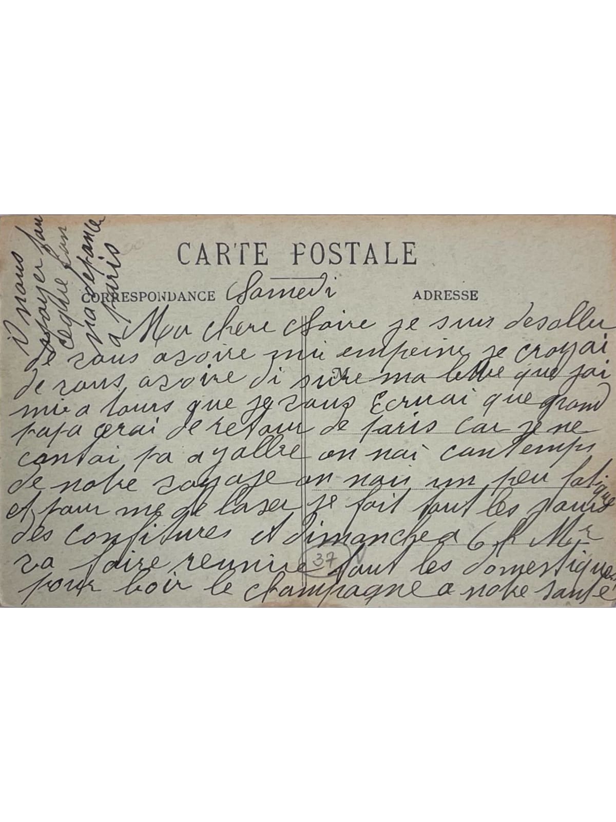 Verso de la carte postale