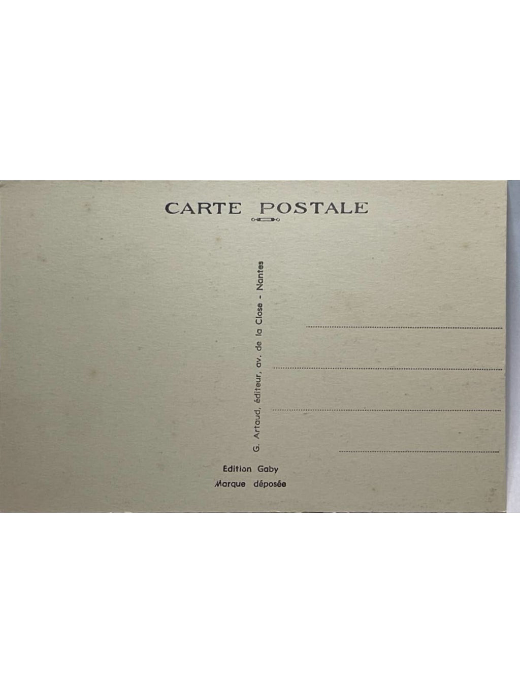 Verso de la carte postale