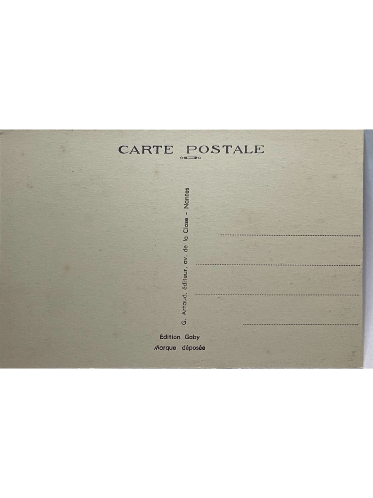 Verso de la carte postale