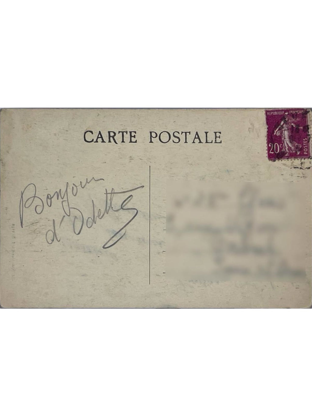 Verso de la carte postale