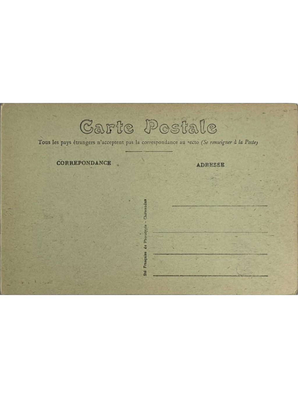 Verso de la carte postale